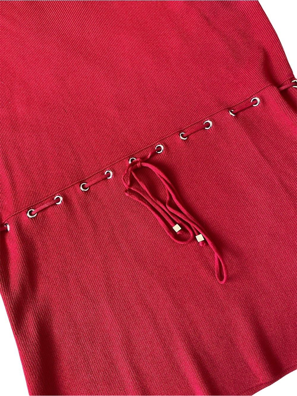 Bisou Jeans Red Ribbed Drawstring Tank - Picture 7 of 7